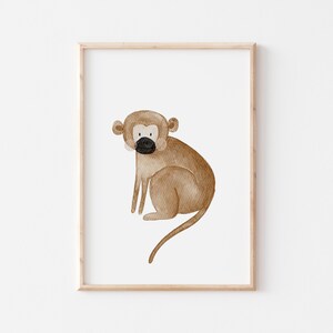 Poster Äffchen A4 Kinderposter Poster Kinderzimmer Poster Baby Geschenk Mädchen Geschenk Junge Poster Kinder Tierposter Geschenkidee