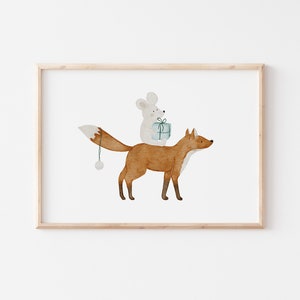 Weihnachtsposter Fuchs und Maus A4 Kinderposter Poster Kinderzimmer Deko Weihnachtsposter Weihnachtsgeschenk Poster Kinder Weihnachtsdeko