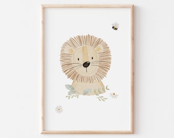 Poster Lion Flowers A4 Baby Poster Children's Poster Children's Room Decoration Baby Room Christmas Poster Christmas Gift Poster Children's Picture