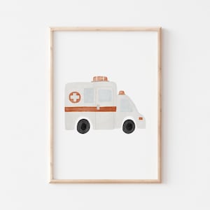 Poster rescue vehicles A4 & A3 children's poster poster children's room poster baby ambulance poster gift boy poster children animal poster