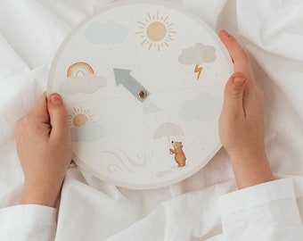 Weather clock printed weather wheel weather disc Montessori toy learning weather kindergarten weather clock learning poster for children children's poster