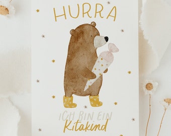 Postkarte Kitakind Maus A6  Karte Kindergeburtstag Postkarte Kinder Postkarte Geburtstag Geburtstagskarte Geburtstagsgeschenk Kindergarten