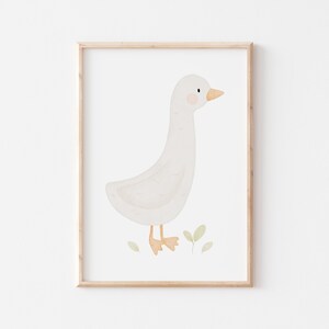Poster Gans A4 Kinderposter Poster Frühling Kinderzimmer Poster Baby Geschenk Poster Kinder Jung Deko Kinderzimmer Bauernhoftiere Tierposter