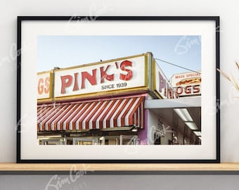 Pink's Hot Dogs Photo Print, Vintage Los Angeles Wall Art