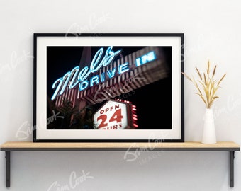 Mel's Drive In Print, Sunset Strip Wall Art, Mel's Drive In Los Angeles, Hollywood Wall Art, "Mel's on Sunset" Signed Print