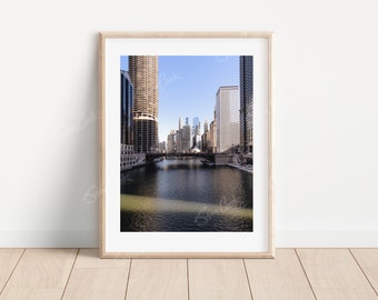 Chicago Riverwalk Print, Downtown Skyline Photography, Signed Fine Art