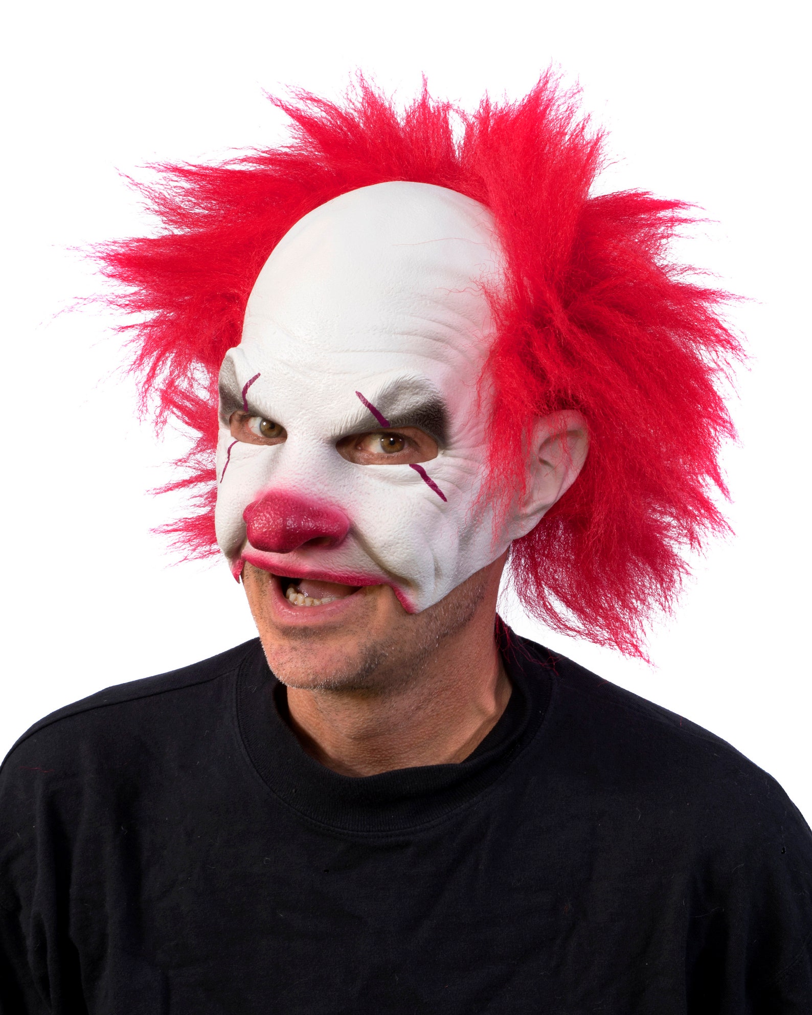 Creepy Clown Mask Carnival IT Red Hair Red Nose White Face Etsy
