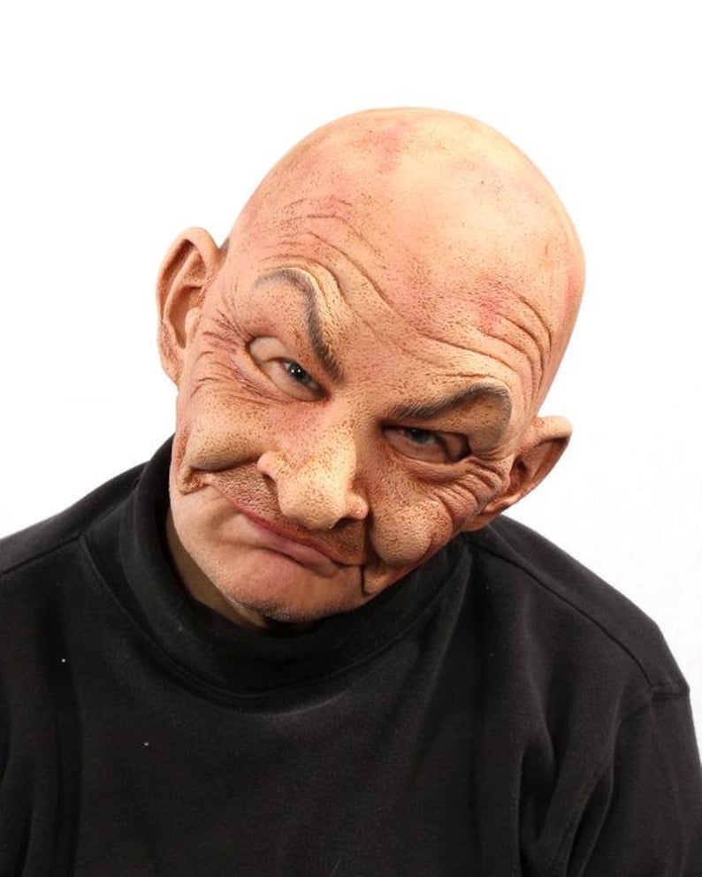 Johnny Mask Bald Man Creepy Old Guy Latex Halloween Costume Etsy