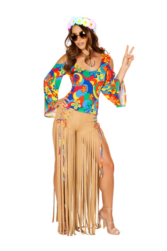 Hippie Costume Womens Multicolor Honey Sexy Seductive Groovy 60 s