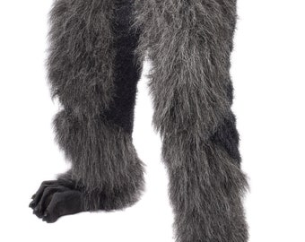 Beast Legs Pants Gray Wolf Satyr Animal Faux Fur Adult Halloween Costume C1016