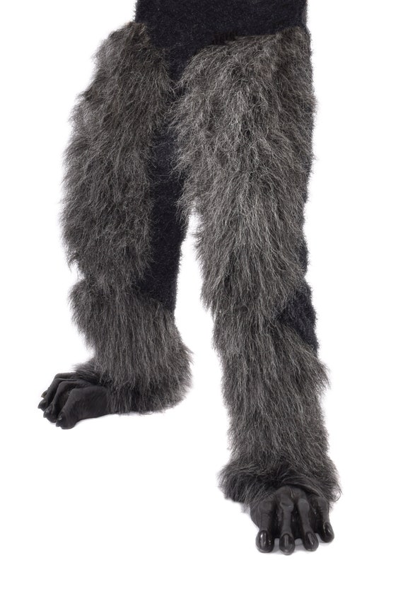 Beast Legs Pants Gray Wolf Satyr Animal Faux Fur Adult Halloween Costume  C1016