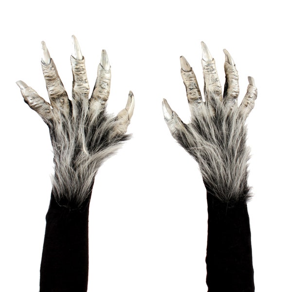 Monster Beast Hands Gloves Silver Paws Claws Animal Behemoth Demon Goat Giant Freak Horror Ogre Mutant Halloween Accessory Costume N1047