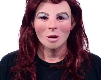 Cheveux roux beau masque facial Roxy femme peau pâle belle poupée mannequin bombe déesse fard à paupières bleu effrayant costume d'Halloween MO1011