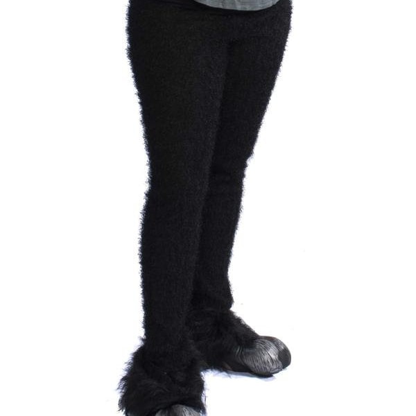 Ape Gorilla Legs Pants Black Leggings Animal Faux Fur Furry Monster Beast Dog Cat Satyr Goat Creature Adult Halloween Costume Cosplay C1032