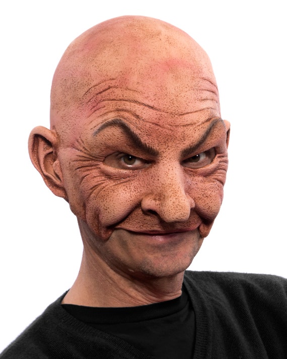 US Cosplay Bald Old Man Creepy Wrinkle Face Mask Halloween Party