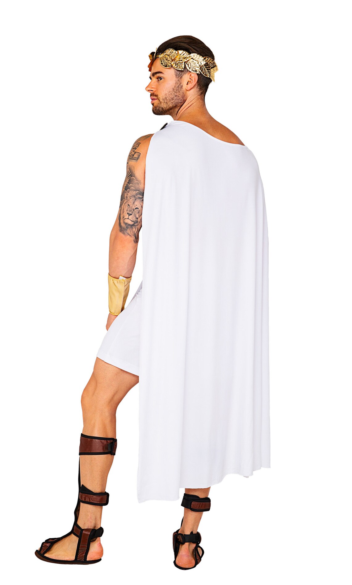 Greek God Costume Mens White Gold Cape Belt Cuffs Skirt Adonis Etsy