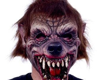 Masque de loup-garou homme-loup lycan chien féroce crocs d'animal effrayant effrayant terrifiant pétrifiant hideux moche déguisement d'halloween MO1007