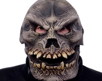 Gorille squelette masque crâne animal extraterrestre monstre démon démon mal os créature bouche mobile tête chaussette laid effrayant Halloween costume MN1002