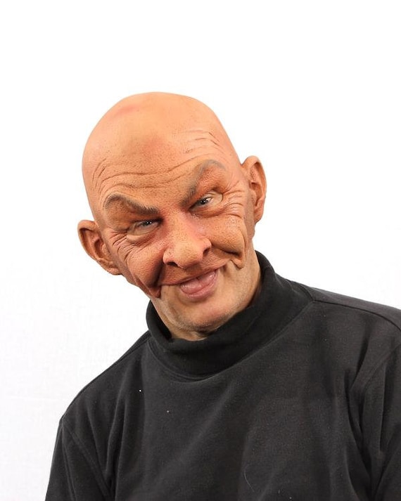 US Cosplay Bald Old Man Creepy Wrinkle Face Mask Halloween Party