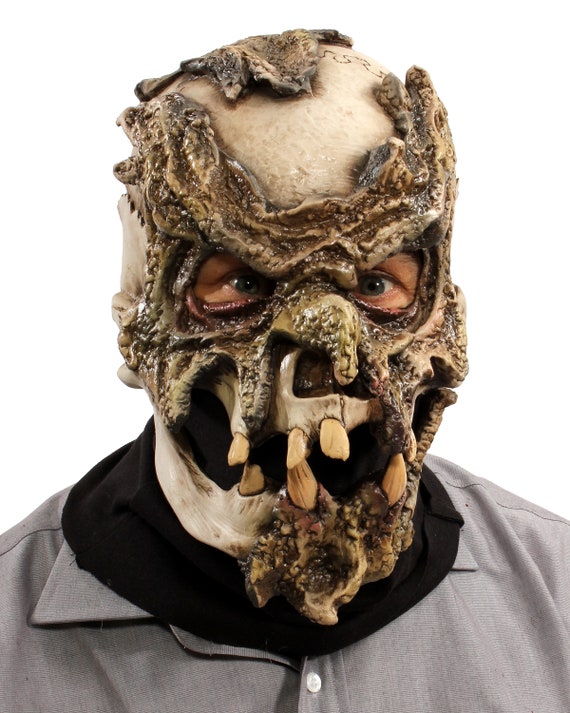 Men Halloween Horror Scary Mouth Can Move Latex Full Face Skeleton