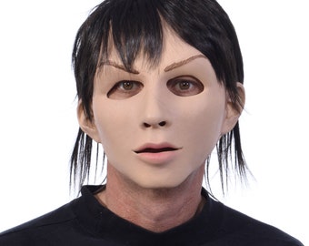 Mannequin Mask Male Female Gender Neutral Scary Creepy Weird Soft Wig Latex Girl With The Dragon Tattoo Halloween Costume MK1009