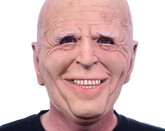 Président Joe Biden masque costume de vieil homme rides tête chauve confus maladroit oncle grand-père Codger geezer confortable Halloween MO1009