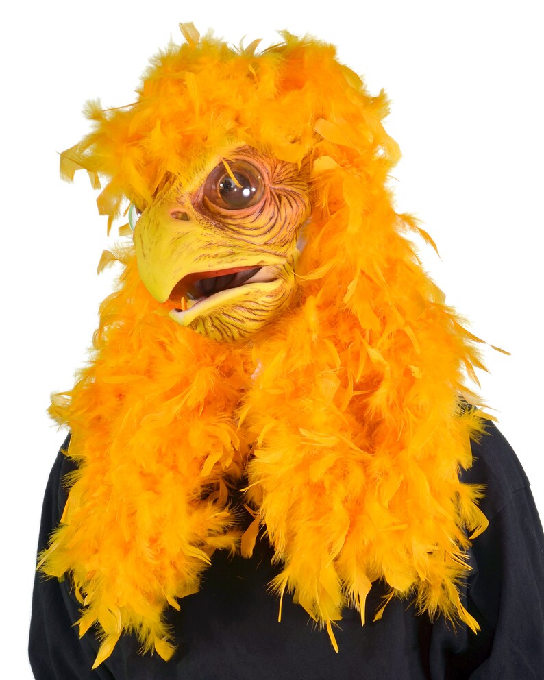 Chicken Mask Animal Bird Yellow Feathers Boa Halloween Costume Etsy