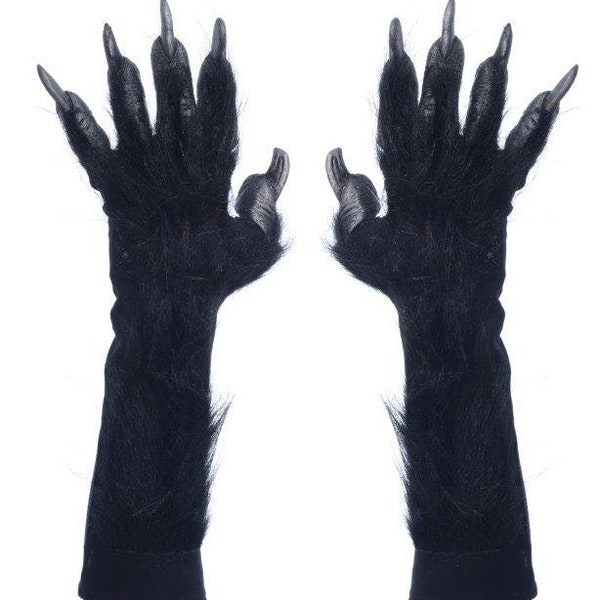 Monster Beast Hands Gloves Black Paws Claws Animal Behemoth Demon Giant Freak Horror Ogre Mutant Halloween Accessory Costume N1079