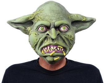 Cheddar Goblin Mask Green Gnome Monster Alien Beast Leprechaun Dwarf Scary Creepy Psychedelic Action Horror Movie Halloween Costume MM1010