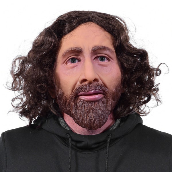 Jesus Christ Superstar Mask Hippie Messiah Boho Religious Wig Brown Hair Moustache Beard Tree Hugger Spiritual Cosplay Halloween MN1010