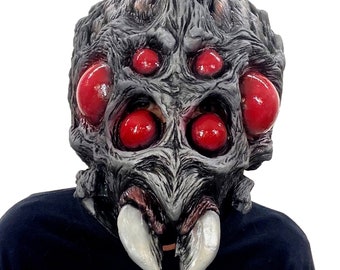 Masque extraterrestre arachnide araignée monstre démon grand yeux réactifs UV crocs terrifiant dérangeant pétrifiant laid costume d'Halloween MN1001