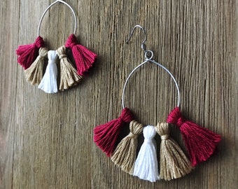 San Francisco 49ers Hoop Earrings | Handmade | Tailgate Jewelry | Scarlet and Gold Jewelry | Hypoallergenic