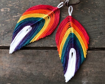 Rainbow Feather Earrings | Handmade Earrings | Hypoallergenic