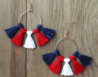 Texas Rangers Earrings | Handmade | Baseball Jewelry | Red White Blue Jewelry | Hypoallergenic | Free Shipping