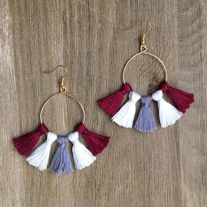 University of Alabama Hoop Earrings | Handmade | Tailgate Jewelry | Crimson and White Jewelry | Hypoallergenic