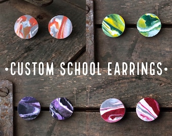 Custom College Polymer Clay Earrings | Button Earrings | Handmade Jewelry | Tailgate Jewelry | Hypoallergenic