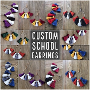 Custom College Tassel Hoop Earrings | Handmade Jewelry | Tailgate Jewelry | Hypoallergenic