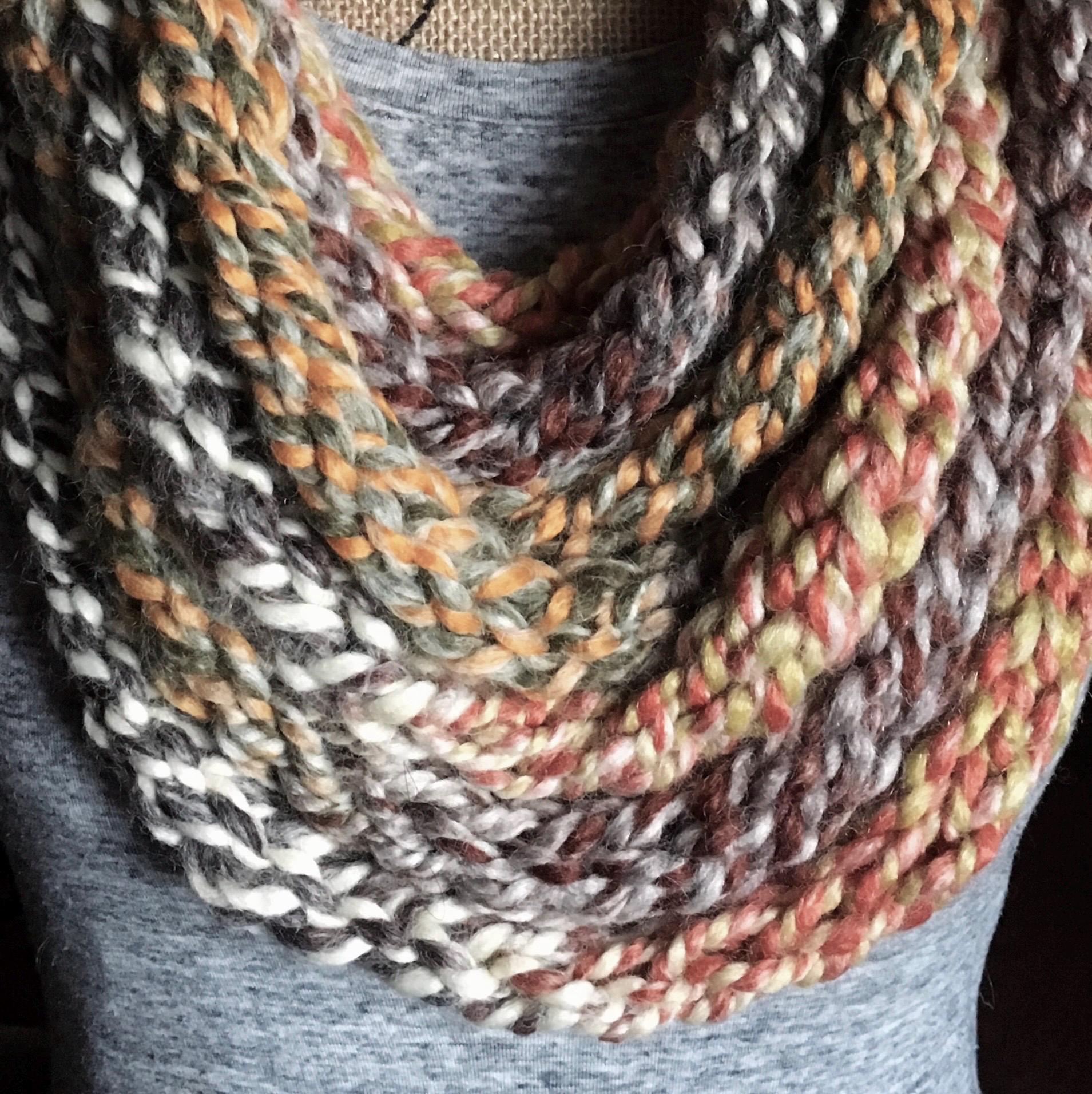 Colorful Handmade Knit Scarf | Chunky Infinity Scarf - Etsy