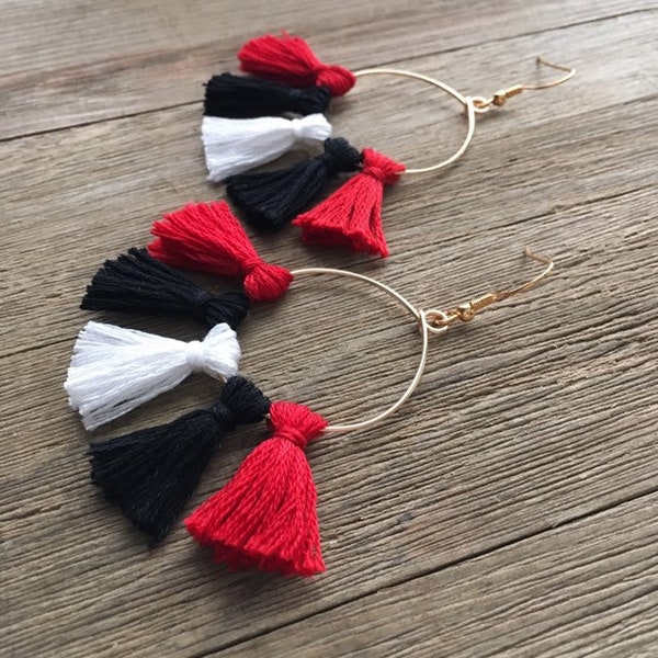 Texas Tech Hoop Earrings | Handmade | Tailgate Jewelry | Scarlet and Black Jewelry | Hypoallergenic