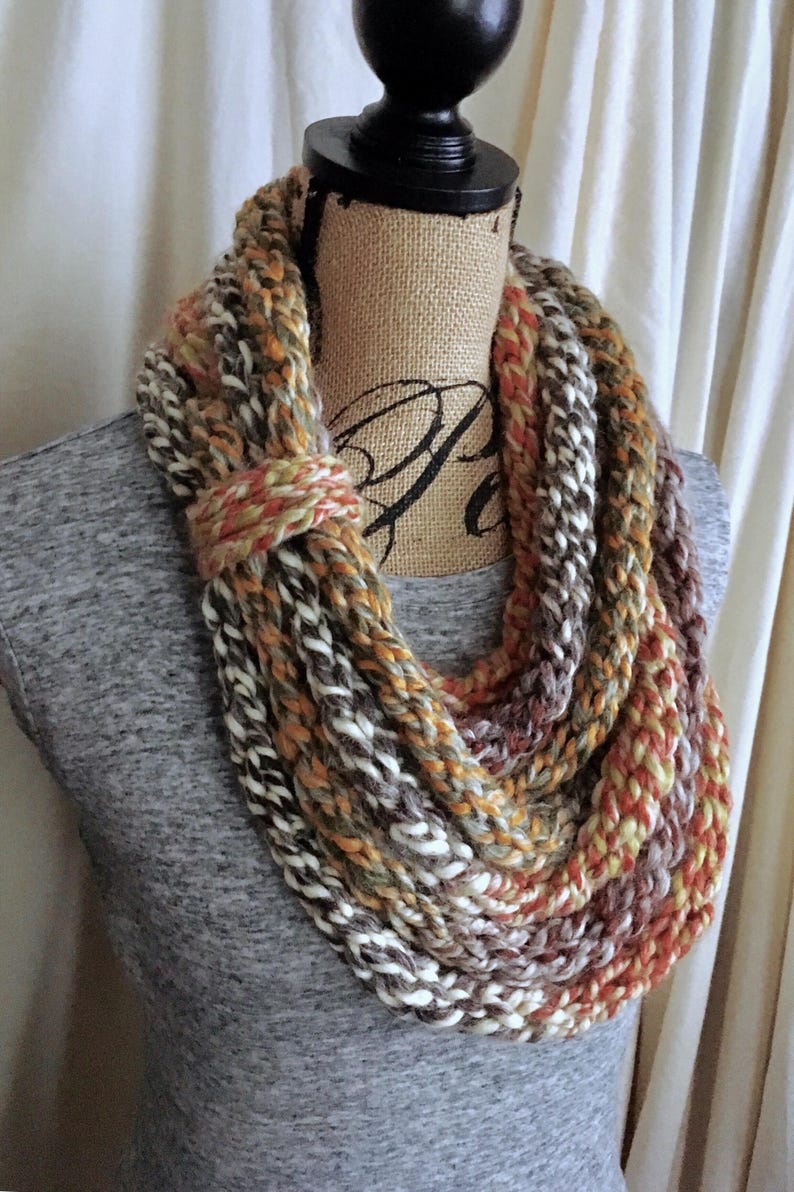 Colorful Handmade Knit Scarf | Chunky Infinity Scarf - Etsy