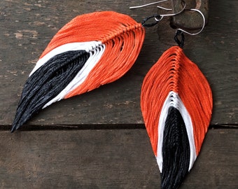 OSU Feather Earrings | Handmade Earrings | Tailgate Jewelry | Hypoallergenic