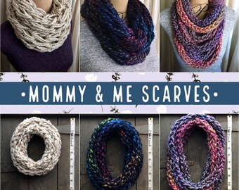 Handmade Knit Scarf Set for Parent and Child | Chunky Infinity Scarf for Kids and Parents | Scarf Bundle