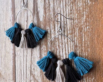 Super Bowl 2025 Philadelphia Eagles Hoop Earrings | Handmade Earrings | Tailgate Jewelry | Midnight Green and Black Jewelry | Hypoallergenic