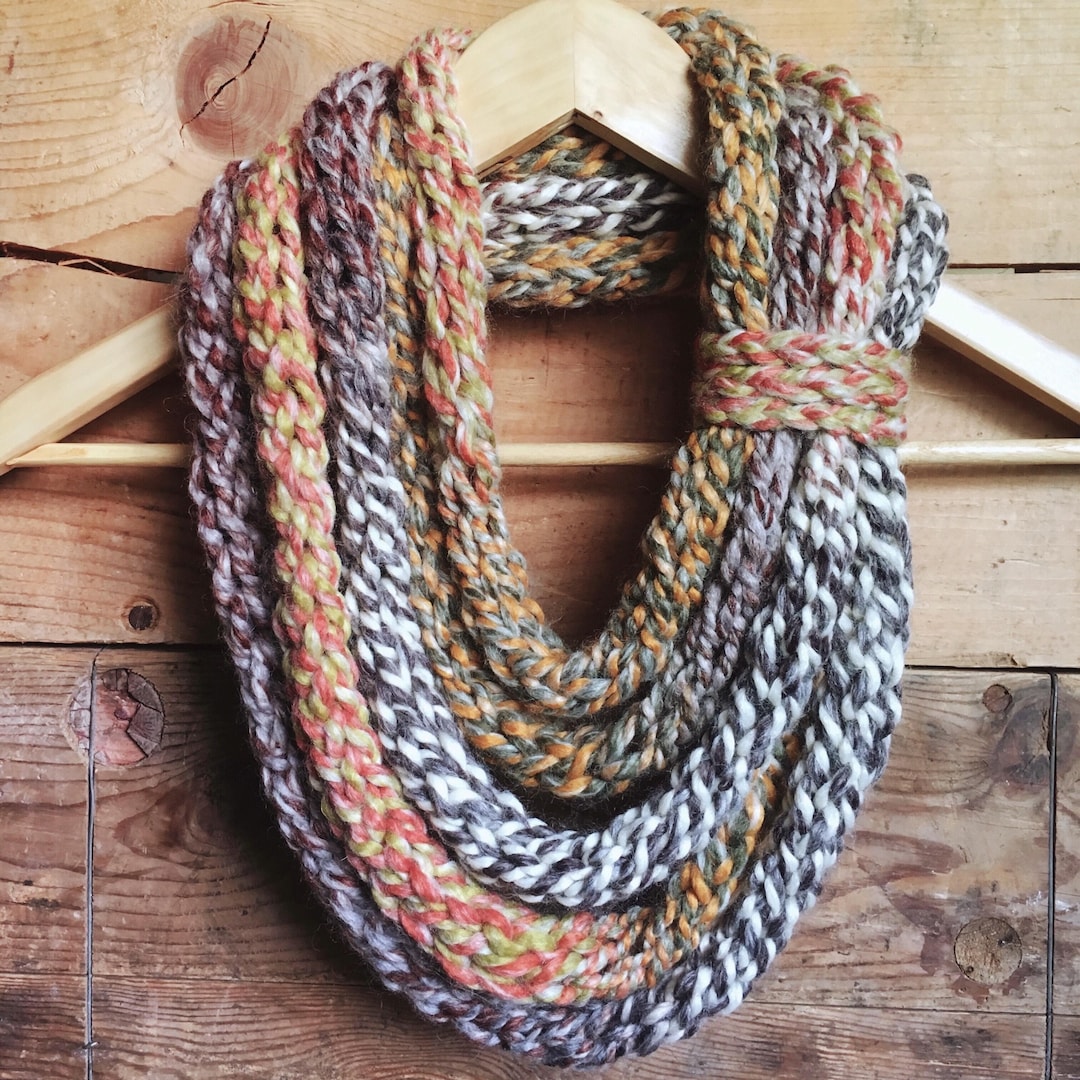 Colorful Handmade Knit Scarf | Chunky Infinity Scarf - Etsy