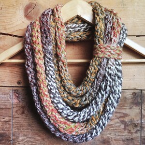 Colorful Handmade Knit Scarf | Chunky Infinity Scarf - Etsy