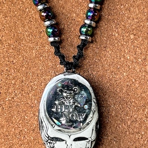 Grateful Dead dancing bear shadowbox necklace,steal your face pendant,one of a kind gift for deadhead,handmade resin 3D pendant