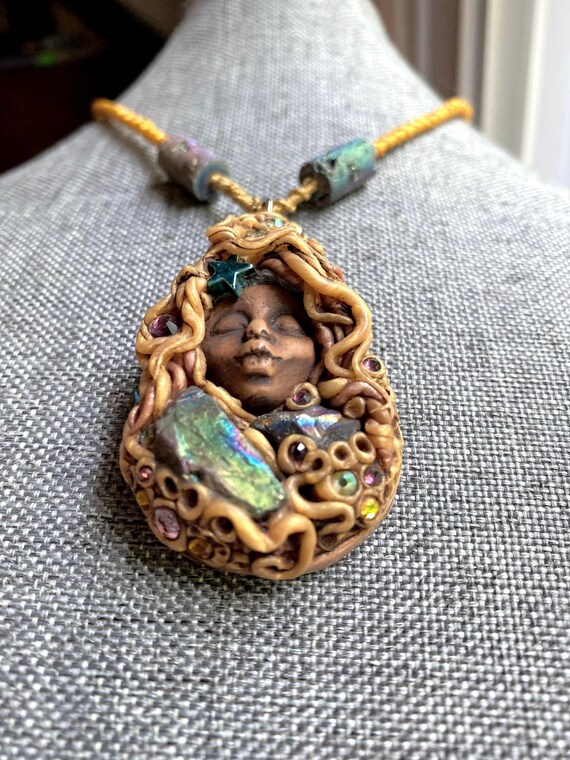 Set Bijou Fait Main Perles Verre/cristal Avec Pendentif, Bracelet Et Boucles D'oreilles - Agate Druzy