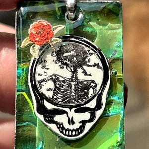 Grateful Dead Bertha Stealie pendant with silver chain,one of a kind,Deadhead jewelry,handmade