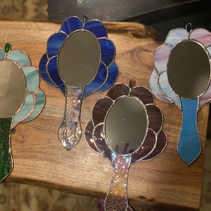 New!!!  Hand Mirror! Stained Glass Powder room Mirror/ Petite Hand Mirror for Bath or Bedroom/ Perfect Gift