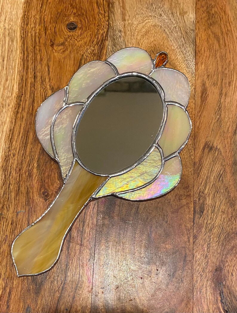 New Hand Mirror/ Stained Glass Powder Room Mirror/ Petite Etsy